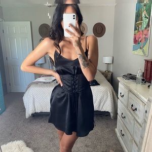 Black Satin Corset Dress